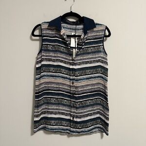 Yigal Azrouel Striped Silk Sleeveless Blouse Top 0